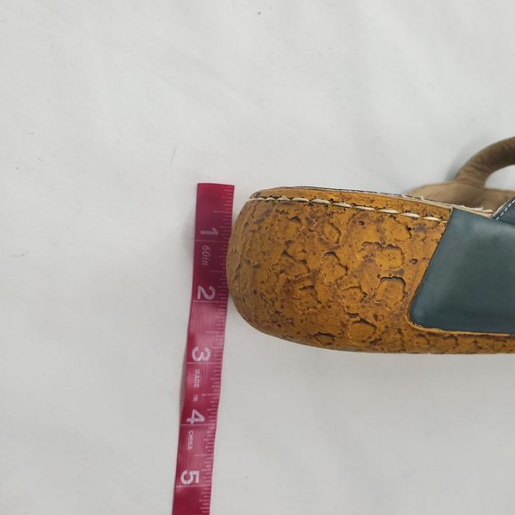 Women's Blue/Multi Flower Slip-On Leather Cut-Out Backless Platform Sandal Sz 41 - Picture 11 of 16